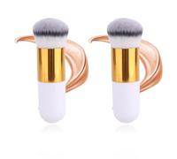 2pcs Self Tanner Brush for Face & Body, 4.33in/11cm Ultra Soft Dense Bristle Self Tanning Applicator Makeup Brushes for Streak-Free Sunless Tanner Foundation & Liquid Cream (White Gold)