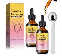 2PCS Self Tanning Drops, Natural New Sunless Tanning Drops Enhances Natural Skin Tone for Face and body with 1PCS White Massage Stick 60ML