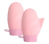 2pcs Self Tanning Mitt Applicator with Anti-Slip Elastic Wrist and Thumb, Streakless Back Tanning Mitt, Ultra Soft Fake Tan Mitt, Washable & Reusable for Cream, Medicine, Home,Travel (Pink)