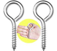 2Pcs Self Tapping Eyelet Screw Eye Bolt，4 Inch Heavy Duty Screw Eyes Hooks ，M8 Wooden Large Screw Eye Hook，Load Capacity 500 Lbs for Hammock ，Yoga，Heavy Indoor Outdoor Uses (2, M8-4 INCH)