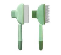 2PCS SelfCleaning Pet Comb With Easy Press Designs For Dog And Cats Stainless Steel Detangling Brush Grooming Tool Pet Comb For Shedding