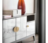 2pcs Semi-Circular Cabinet Handles Zinc Alloy Half Moon Drawer Pulls Brushed Gold Coffee Bronze Modern Decorative Furniture Hardware for Kitchen Wardrobe(Coffee color)