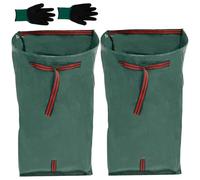 2Pcs Semi Circular Leaf Dustpan Bags, 270L Large Capacity Dustpan Type Yard Grass Collector, PP Heavy Duty Garden Leaf Collector with Gloves Foldable Waste Bag for Gardening