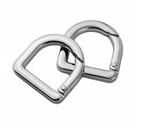 2pcs Semicircle Metal Spring Key Ring,Spring Snap Hooks Clip,Spring Keyring Buckle,Flat D Ring for Purses (Silver)