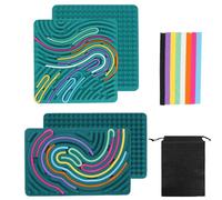 2pcs Sensory Activity Board, Sensory Activity Board, Double Silicone Sensory Toys, Stress Relief Toys for Autism and ADHD Stress Anxiety, Travel Bag and 40 Strings 2