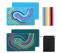 2pcs Sensory Activity Board, Sensory Activity Board, Double Silicone Sensory Toys, Stress Relief Toys for Autism and ADHD Stress Anxiety, Travel Bag and 40 Strings 1