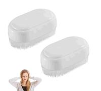2Pcs Sensory Brushes Massage The-Rapy Brush with Soft Bristles,Silicone Body Care Brush Set,Face Silicone Scrubber,Massage Rubber Comb,Soothing Relieve Muscle Fatigues for Adults Home Use(White)
