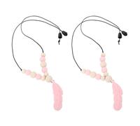 2PCS Sensory Chew Necklaces for Kids Adults,Soft Silicone Pendant Necklace for Anxiety Relief, Reduce Finger Chewing, Autism ADHD Fidget Toys (Rosy)