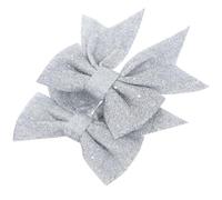 2pcs Sequin Christmas Bow Decoration 14cm Silver Epe Reusable
