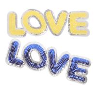 2pcs Sequin Letter Clothing Patches 23.5x8x0.2cm | Polyester Build, Shiny Rimmed Finish, for Apparel, Hats, Wallets, Home Sewing Projects