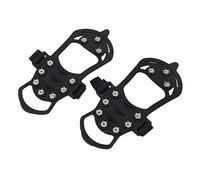 2pcs Set 10 Tooth Crampons Shoe Cover, Rustproof Stainless Steel Ice Snow Gripper with Silicone Strap, Anti Skid Traction Cleats for Hiking Climbing Winter Walking (L)