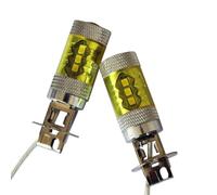 2pcs Set 12-24V H3 80W 16 SMD LED Car Fog Light Bulb Yellow High Power Truck