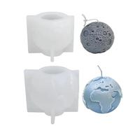 2PCS/Set 3D Earth Moon Silicone Candle Mold DIY Planet Crafts Resin Plaster Casting Molds Handmade Soap Making Tools for Home Decor