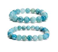 2pcs/set (8mm+10mm), Beaded, Round Gem Bead Stretch Bracelets for Women Men Gift