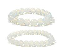 2pcs/set (8mm+10mm), Healing Energy Stone Beaded Bracelet, Round Gem Bead Stretch Bracelets for Women Men Gift