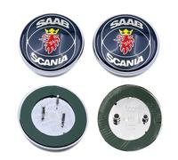 2PCS Set Blue Red Griffin Badge Fit For SAAB 93 9-3 95 9-5 2003-2010 Car Front Bonnet And Rear Boot Badge Emblem Sticker 12844161 12785871 (saab-scania)