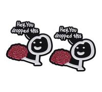 2pcs/set Brooch Pin Hey You Dropped This Brain Brooch Pin Metal Badges Lapel Pin Decor for Backpack Clothes Accessories