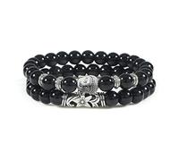 2pcs/set Buddha Head Bracelet For Women Men Natural Tiger Eye Lava Stone Yoga Beads Distance Bracelets Charm Couple Jewelry Gift