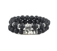 2pcs/set Buddha Head Bracelet For Women Men Natural Tiger Eye Lava Stone Yoga Beads Distance Bracelets Charm Couple Jewelry Gift