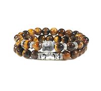 2pcs/set Buddha Head Bracelet For Women Men Natural Tiger Eye Lava Stone Yoga Beads Distance Bracelets Charm Couple Jewelry Gift