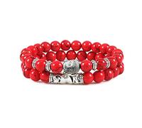 2pcs/set Buddha Head Bracelet For Women Men Natural Tiger Eye Lava Stone Yoga Beads Distance Bracelets Charm Couple Jewelry Gift
