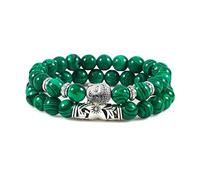 2pcs/set Buddha Head Bracelet For Women Men Natural Tiger Eye Lava Stone Yoga Beads Distance Bracelets Charm Couple Jewelry Gift