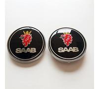 2PCS Set Car Front Bonnet And Rear Boot Badge Emblem Sticker For SAAB 93 9-3 95 9-5 2003-2010 12844161 12785871 Black