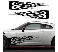 2Pcs/Set Car Vinyl Flame Graphics Car Body Sideways Stickers Flame Sports Racing Stripe Universal Decorations Decal Accessories car Universal Stickers