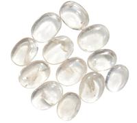 2Pcs Set Clear Quartz Palm Stone Crystal - White Clear Quartz Palmstone Natural Chakra Therapy Polished Healing Crystal Oval Pocket Worry Stone Gemstone for Anxiety Stress Relief