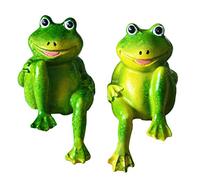 2Pcs/Set Cute Resin Sitting Frogs Statue Decorative Sculpture Desk Decor Ornament S2