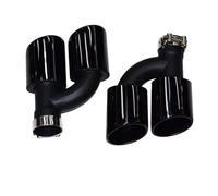2pcs/Set Dual Out Stainless Steel Car Rear Exhaust Pipe For A4 A5 A6 A7 Up To S4 S5 S6 S7 Muffler Tip 60mm Nozzle Muffler(Black)