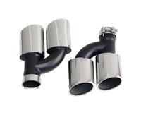 2pcs/set Dual Out Stainless Steel Car Rear Exhaust Tip Compatible For Audi A4 A5 A6 A7 Up To S4 S5 S6 S7 Black Muffler Tip 60mm Nozzle(Silver)