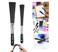 2Pcs/Set Flat/Round Splatter Brush Abstract Art Brush for Card Making Blender Paintbrush Adding Speckles Splatters Spots Use with Ink, Thinned Acrylics Fluid Mediums DIY Project Scrapbooking Tool