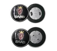 2PCS Set Griffin Plastic Round Badges Fit For SAAB 93 9-3 95 9-5 2003-2010 Car Front Bonnet And Rear Boot Badge Emblem Sticker 12844161 1278587 (black)