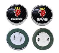 2PCS Set Griffin Plastic Round Badges Fit For SAAB 93 9-3 95 9-5 2003-2010 Car Front Bonnet And Rear Boot Badge Emblem Sticker 12844161 1278587 (carbon)