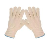 2Pcs/Set Heat Resistant Oven Gloves, Beige Cotton Knit, Kitchen Cooking Gloves Surface Handler Oven Mitts with Fingers for BBQ Baking Resistant