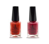 (2Pcs Set) Henna Infused Halal Nail Polish Permeable Vegan Nail Polish Long lasting No UV Needed (Imperial Red, Ruby Red)