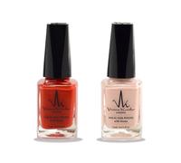 (2Pcs Set) Henna Infused Halal Nail Polish Permeable Vegan Nail Polish Long lasting No UV Needed (Innocence, Ruby Red)