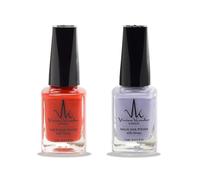 (2Pcs Set) Henna Infused Halal Nail Polish Permeable Vegan Nail Polish Long lasting No UV Needed (Lavender, Imperial Red)