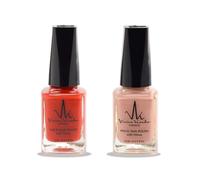 (2Pcs Set) Henna Infused Halal Nail Polish Permeable Vegan Nail Polish Long lasting No UV Needed (Pink Rose, Imperial Red)