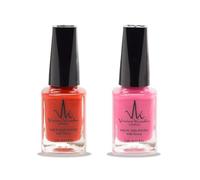 (2Pcs Set) Henna Infused Halal Nail Polish Permeable Vegan Nail Polish Long lasting No UV Needed (Pink Tourmaline, Imperial Red)