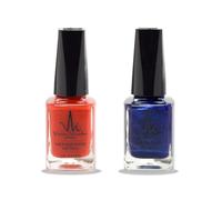 (2Pcs Set) Henna Infused Halal Nail Polish Permeable Vegan Nail Polish Long lasting No UV Needed (Royal Blue, Imperial Red)