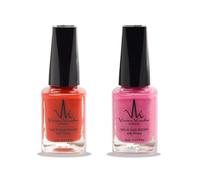 (2Pcs Set) Henna Infused Halal Nail Polish Permeable Vegan Nail Polish Long lasting No UV Needed (Rubelite, Imperial Red)