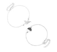 2Pcs/Set Hollow Dove Round Charm Chain Bracelet Women Party Jewelry Valentine's Day - Silver Nice Processed