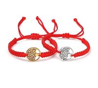 2pcs/set Lucky Red Sting Braid Life Tree Rope Bracelets Men Handmade Tibetan Buddhist Thread Bracelets Charm Women Reiki Jewelry