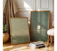 2pcs/set Minimalist Canvas Wall Art, Abstract Landscape Posters with Sage Green Sunset Design, Bedroom Decor, Living Room Decor, Home Decor, Frameless (50x70cm,A)