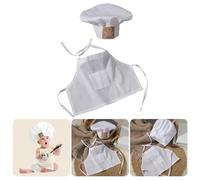 2Pcs/Set Newborns Baby Cook Costume Set Photography Props Lovely Cooking Hat and Matching Apron for Photoshoots