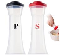 2Pcs/Set Plastic Salt and Pepper Shakers with Lids, Hourglass Moisture Proof Salt and Pepper Shakers, Clear Spice Jar Dispenser for Camping Outdoors Kitchen Lunch, Kitchen Storage Organisation