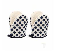2pcs/set Polka Dot Heat-Resistant Oven Mitts Stripe Anti-Scald Microwave Gloves Comfortable Grip Hanging Loops(Style B)