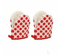 2pcs/set Polka Dot Heat-Resistant Oven Mitts Stripe Anti-Scald Microwave Gloves Comfortable Grip Hanging Loops(Style A)